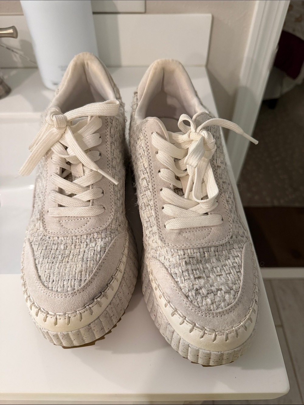 Universal Thread Cream Woven Platform Sneakers